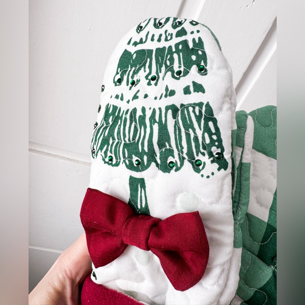 Handmade 🧵 🪡 upcycled Quilt Fleece Lined Mittens - Picture 3 of 5